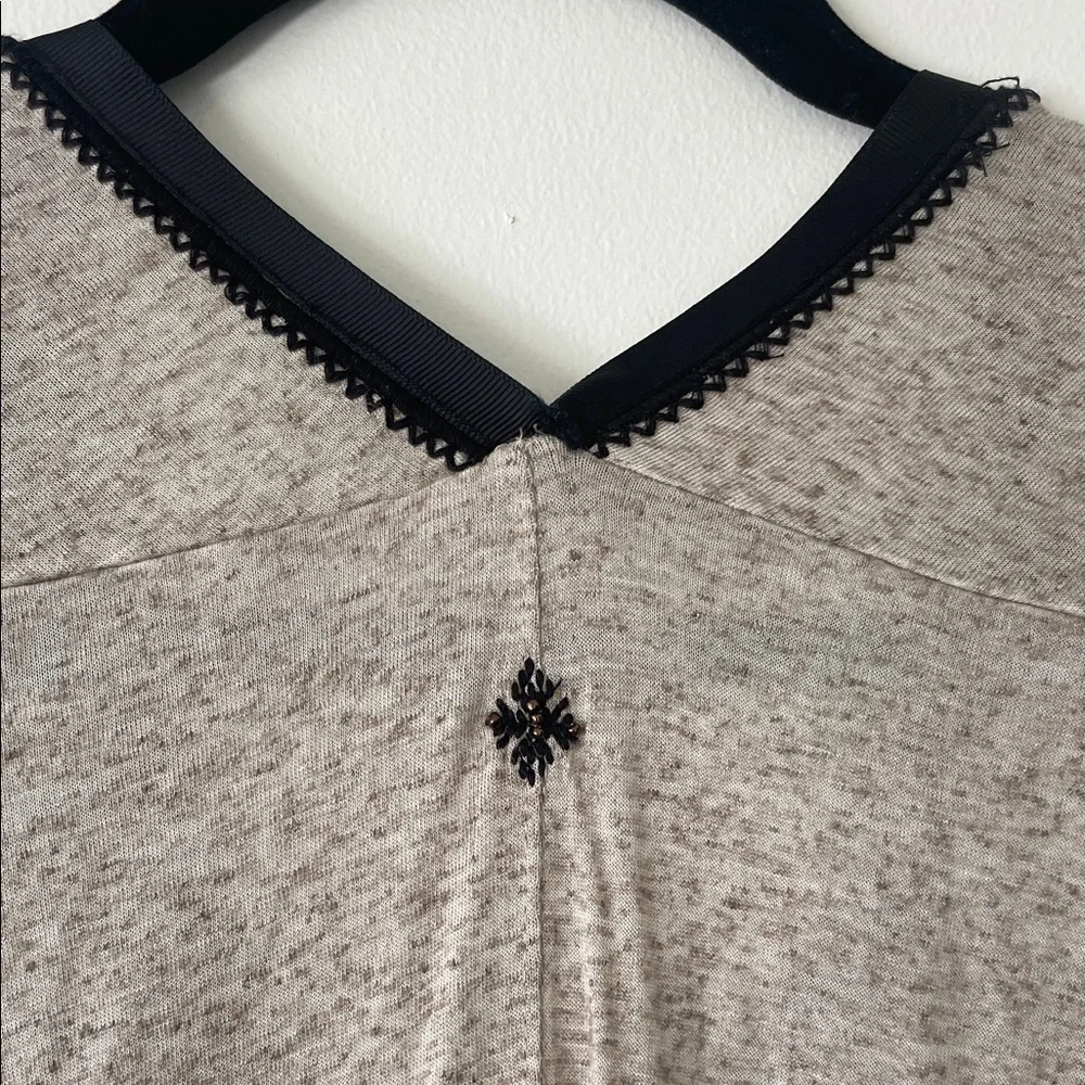 Lucky Brand|Boho Chic Embroidered tunic top w/ beading|oatmeal/black| Large| EUC - Picture 12 of 14